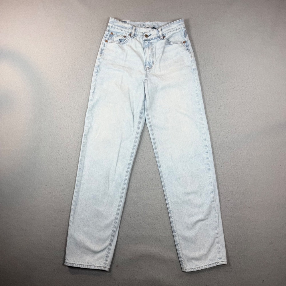 American Eagle Jeans Women 4 Strigid Light Blue High Rise Straight Leg EUC